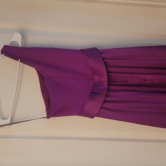 White by Vera Wang Medium Purple One Shoulder Gown with Slit - Picture 7 of 16